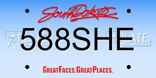 588SHE South Dakota License Plate