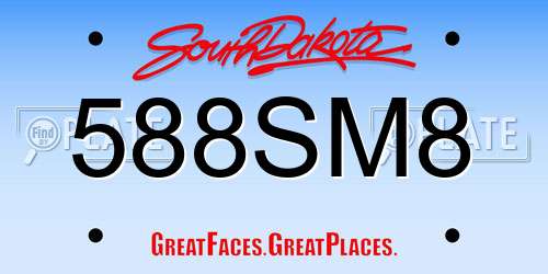 588SM8 South Dakota License Plate