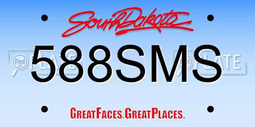 588SMS South Dakota License Plate