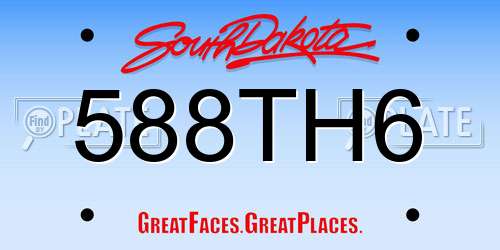588TH6 South Dakota License Plate