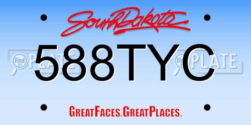 588TYC South Dakota License Plate