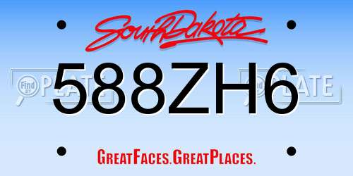 588ZH6 South Dakota License Plate
