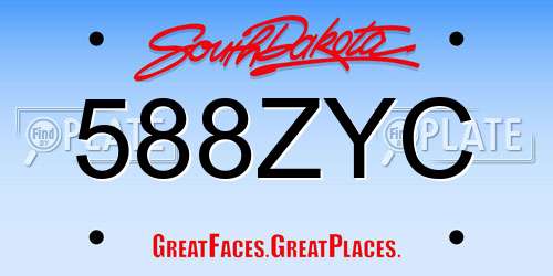 588ZYC South Dakota License Plate