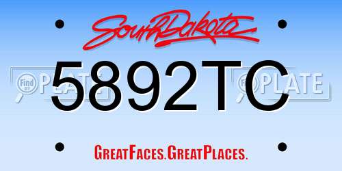 5892TC South Dakota License Plate