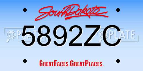 5892ZC South Dakota License Plate
