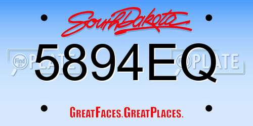 5894EQ South Dakota License Plate