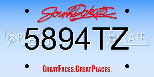 5894TZ South Dakota License Plate
