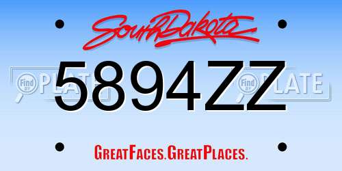 5894ZZ South Dakota License Plate