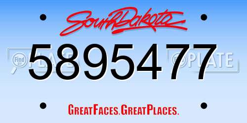 5895477 South Dakota License Plate