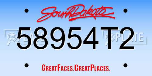 58954T2 South Dakota License Plate