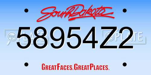 58954Z2 South Dakota License Plate