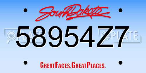 58954Z7 South Dakota License Plate