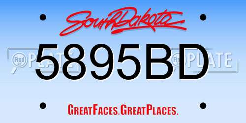 5895BD South Dakota License Plate