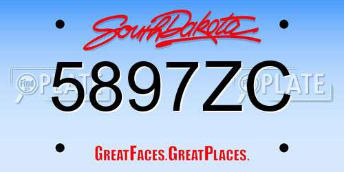 5897ZC South Dakota License Plate
