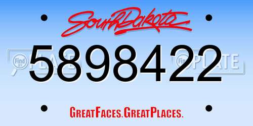 5898422 South Dakota License Plate