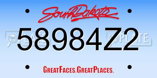 58984Z2 South Dakota License Plate