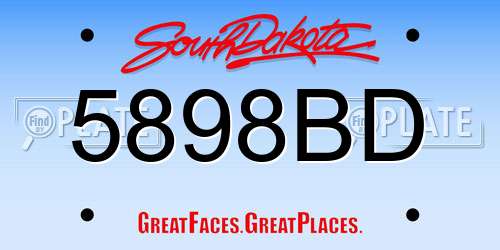 5898BD South Dakota License Plate