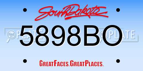 5898BO South Dakota License Plate