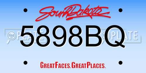 5898BQ South Dakota License Plate