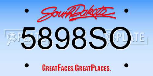 5898SO South Dakota License Plate