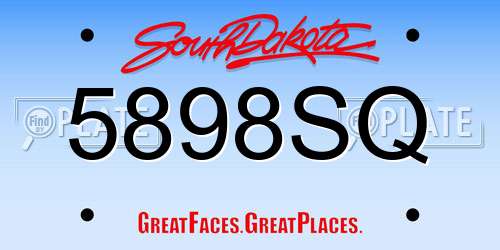5898SQ South Dakota License Plate