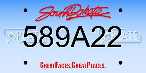 589A22 South Dakota License Plate