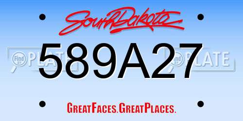 589A27 South Dakota License Plate
