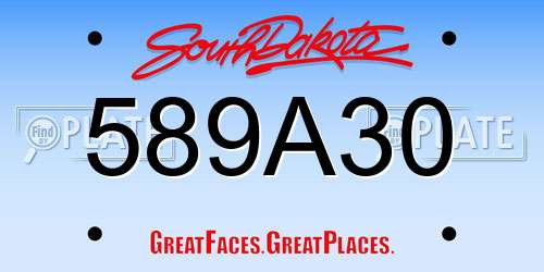 589A30 South Dakota License Plate