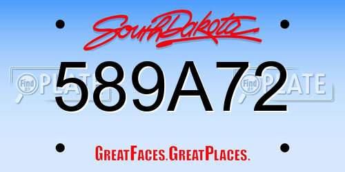 589A72 South Dakota License Plate