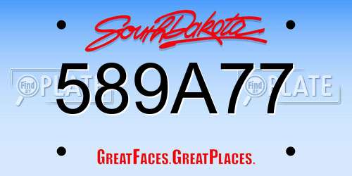 589A77 South Dakota License Plate