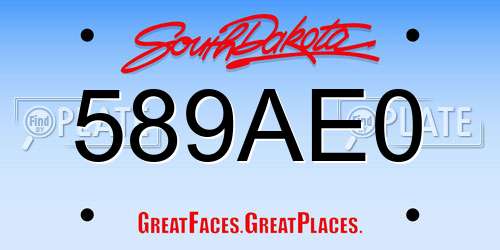589AE0 South Dakota License Plate