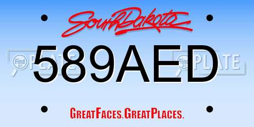 589AED South Dakota License Plate