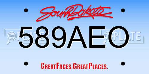 589AEO South Dakota License Plate