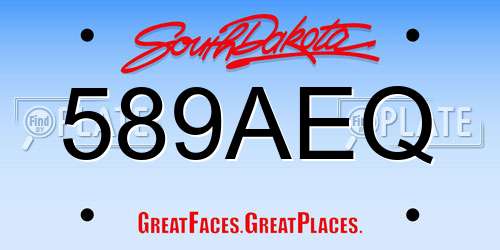 589AEQ South Dakota License Plate