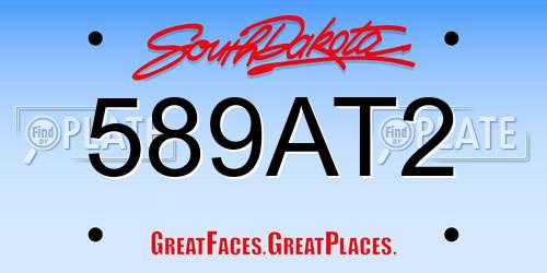 589AT2 South Dakota License Plate