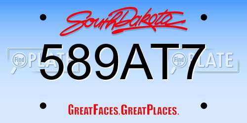 589AT7 South Dakota License Plate
