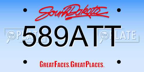 589ATT South Dakota License Plate