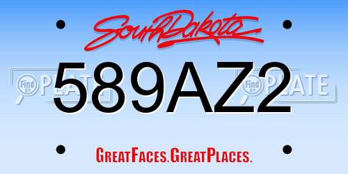 589AZ2 South Dakota License Plate
