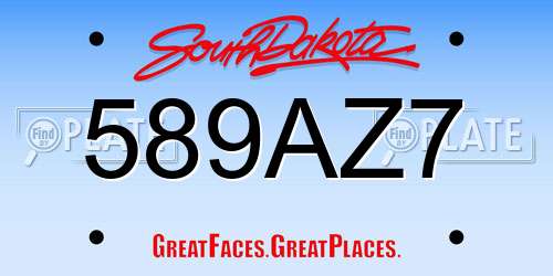 589AZ7 South Dakota License Plate