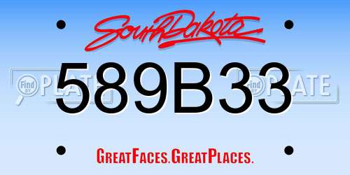 589B33 South Dakota License Plate