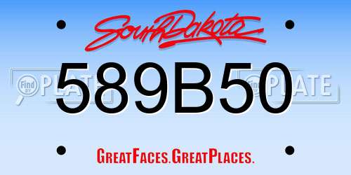 589B50 South Dakota License Plate
