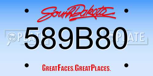 589B80 South Dakota License Plate
