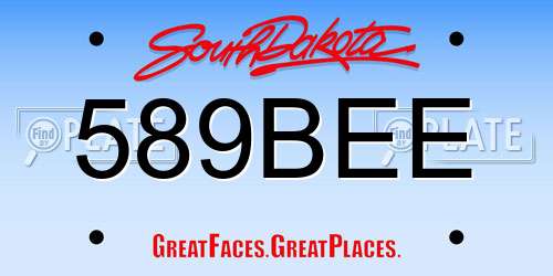 589BEE South Dakota License Plate
