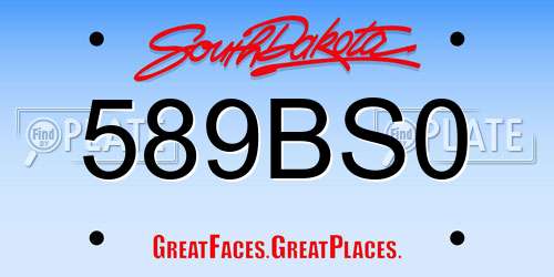 589BS0 South Dakota License Plate