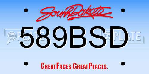589BSD South Dakota License Plate