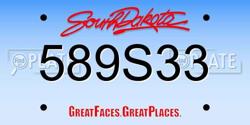 589S33 South Dakota License Plate