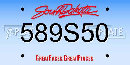 589S50 South Dakota License Plate