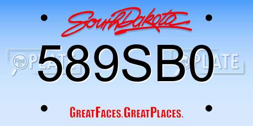 589SB0 South Dakota License Plate