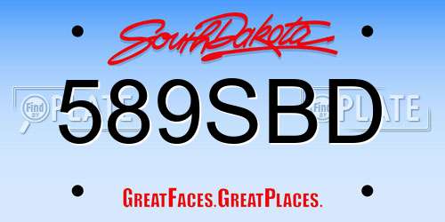 589SBD South Dakota License Plate