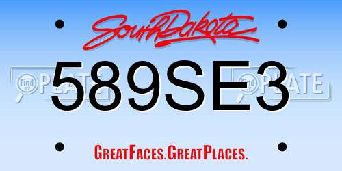589SE3 South Dakota License Plate